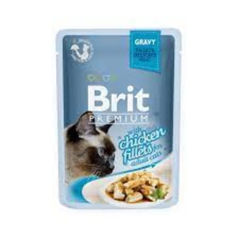 غذای گربه بریت مدل brit premium cat pouches with chicken fillets in jelly for adult cats